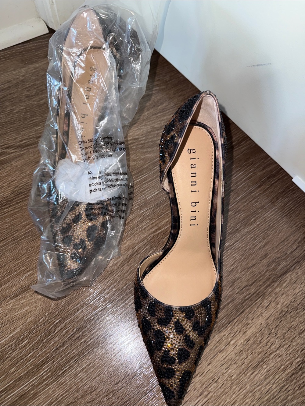 gianni bini Leopard crystal Stiletto Heel 8